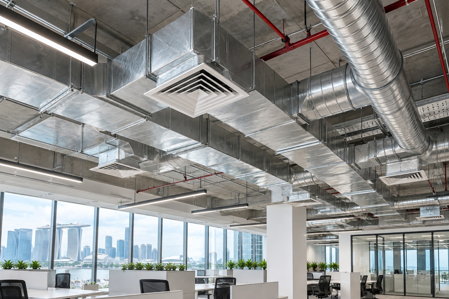 Completed commercial ventilation installation in Singapore